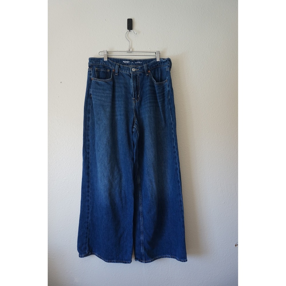 Old Navy High rise Baggy Flowy Wide Leg Jeans Oversized Blue 12